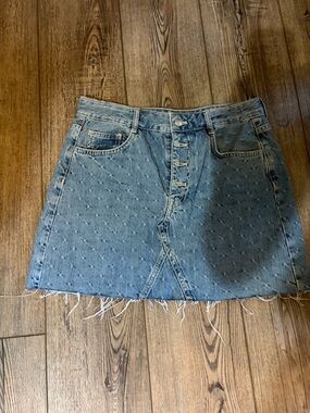 Pilcro Light Blue Denim Mini Skirt with Dotted Texture